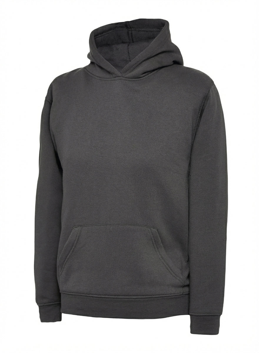 Charcoal Grey Cotton Blend Hoodie - Back and Left Chest Print