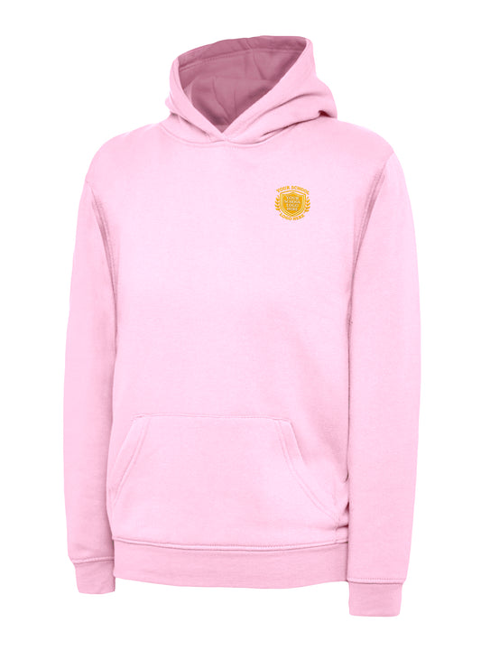 Pink Cotton Blend Hoodie - Back and Left Chest Print