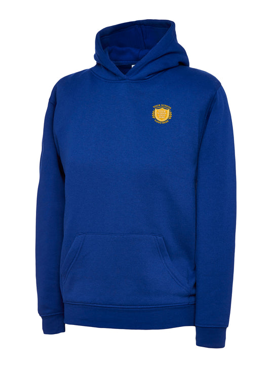 Royal Blue Cotton Blend Hoodie - Left Chest Embroidered