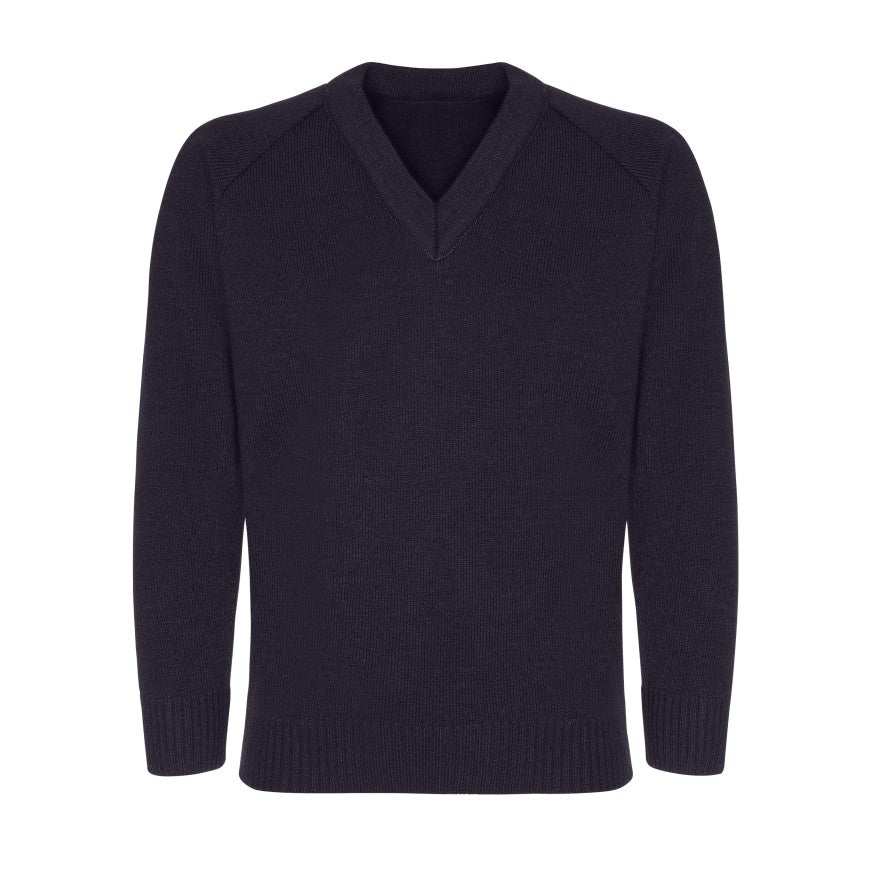 Navy Classic Knitted V-Neck Sweater - Left Chest Embroidered