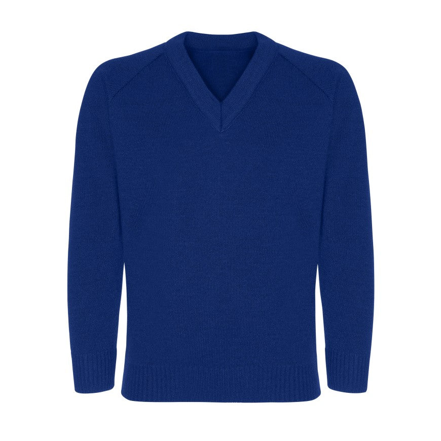 Royal Blue Classic Knitted V-Neck Sweater