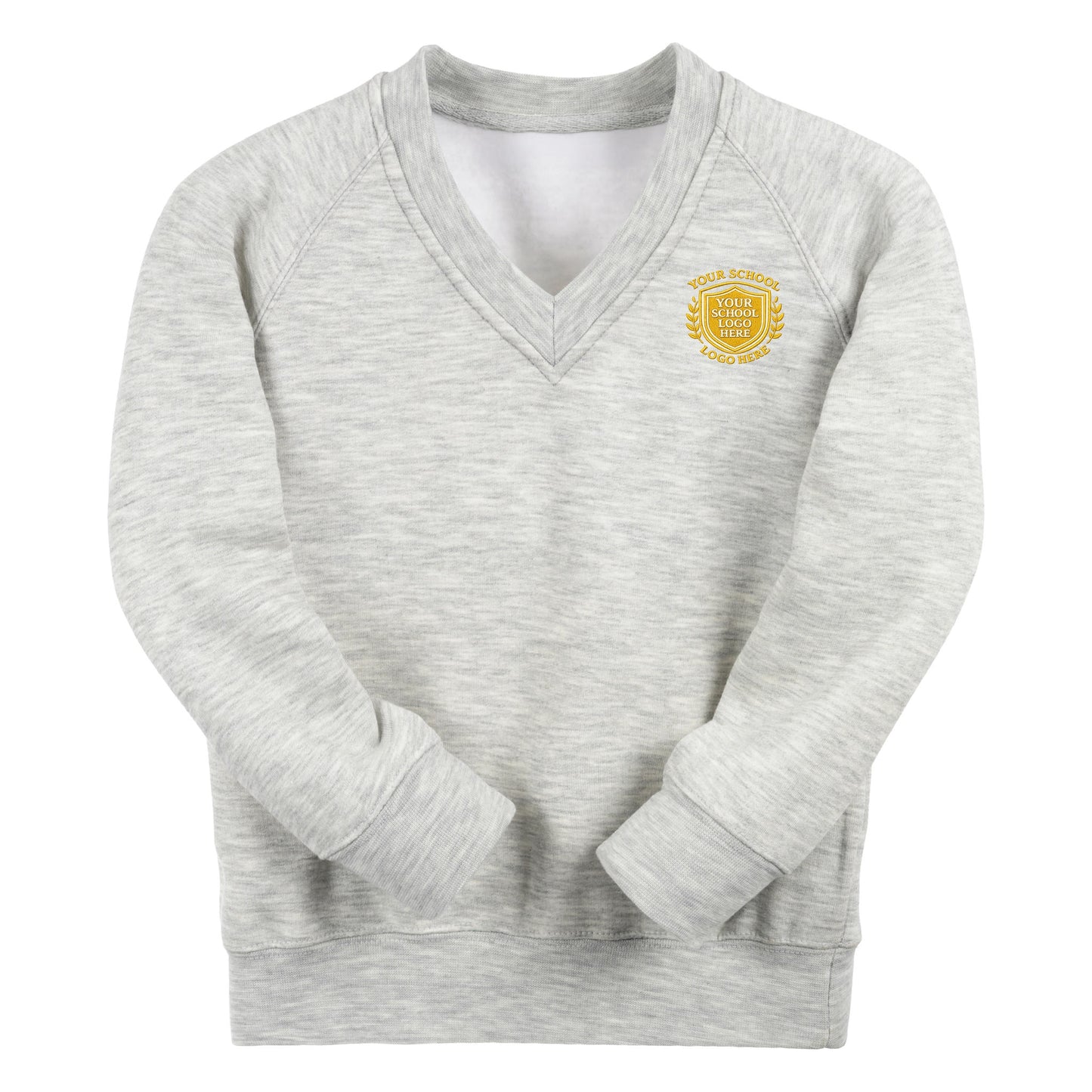 Ash Grey Essential V-Neck Sweatshirt - Left Chest Embroidered