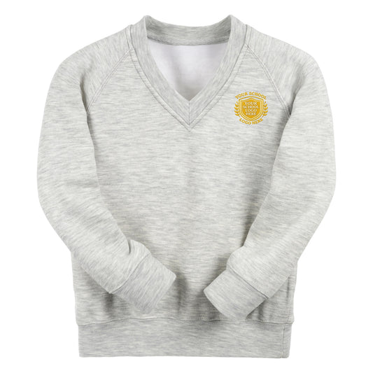 Ash Grey Essential V-Neck Sweatshirt - Left Chest Embroidered