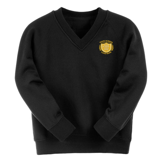 Black Essential V-Neck Sweatshirt - Left Chest Embroidered