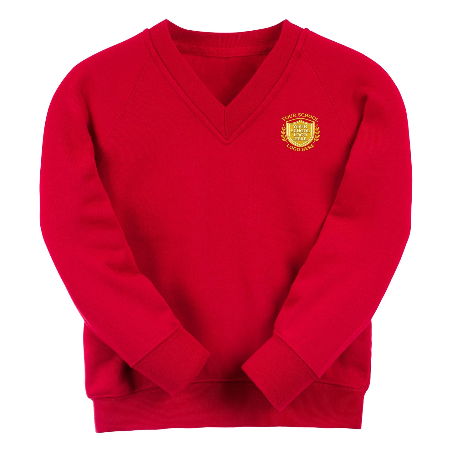 Red Essential V-Neck Sweatshirt - Left Chest Embroidered