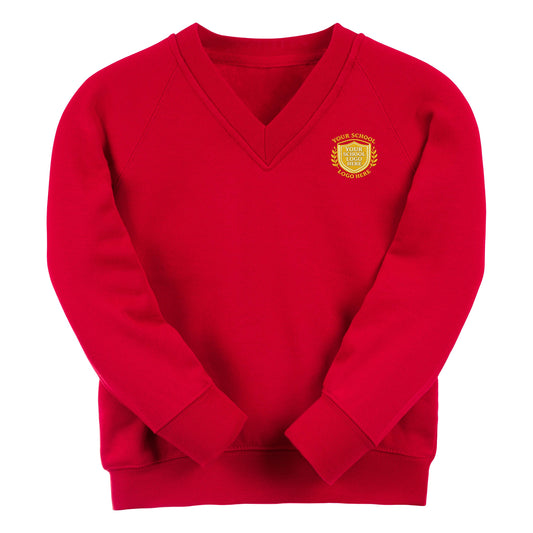 Red Essential V-Neck Sweatshirt - Left Chest Embroidered