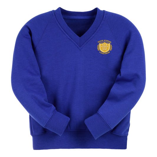 Royal Blue Essential V-Neck Sweatshirt - Left Chest Embroidered