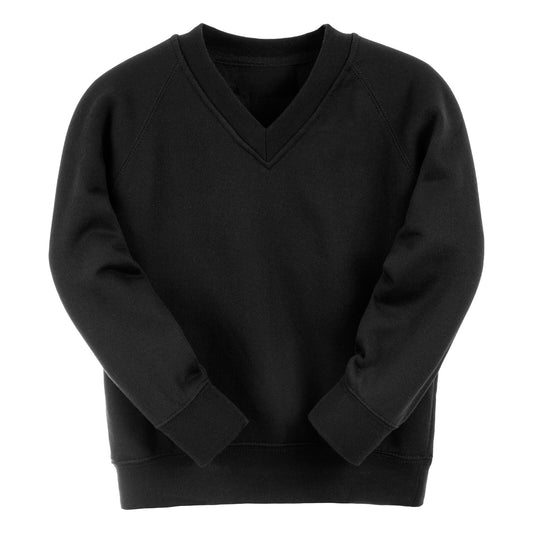 Black Essential V-Neck Sweatshirt - Left Chest Embroidered