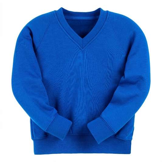 Electric Blue Essential V-Neck Sweatshirt - Left Chest Embroidered