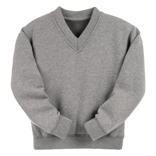 School Grey Essential V-Neck Sweatshirt - Left Chest Embroidered