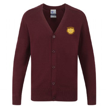 Maroon 100% Cotton Knitted Cardigan - Left Chest Embroidered