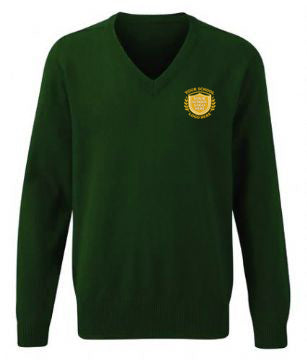 Bottle Green 100% Cotton Knitted Sweater - Left Chest Embroidered