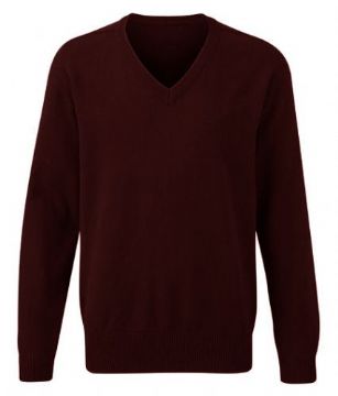 Maroon 100% Cotton Knitted Sweater - Left Chest Embroidered