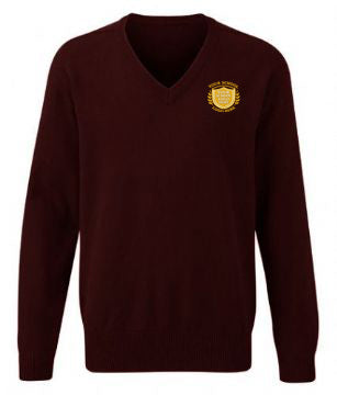 Maroon 100% Cotton Knitted Sweater - Left Chest Embroidered
