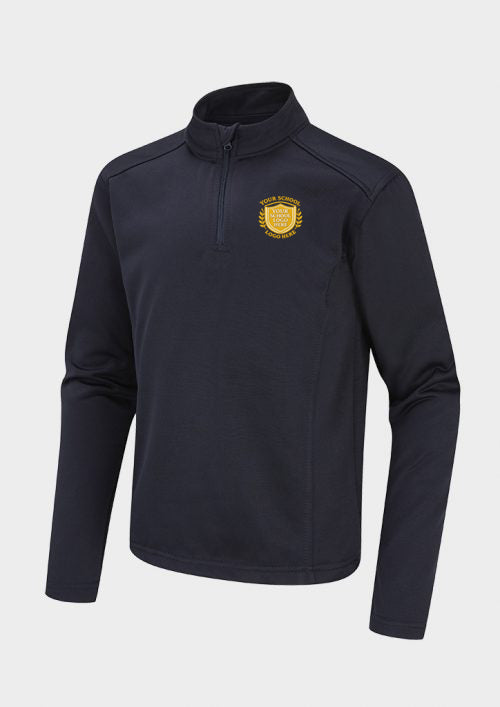 Navy Quarter Zip Top (Recycled) - Left Chest Embroidered
