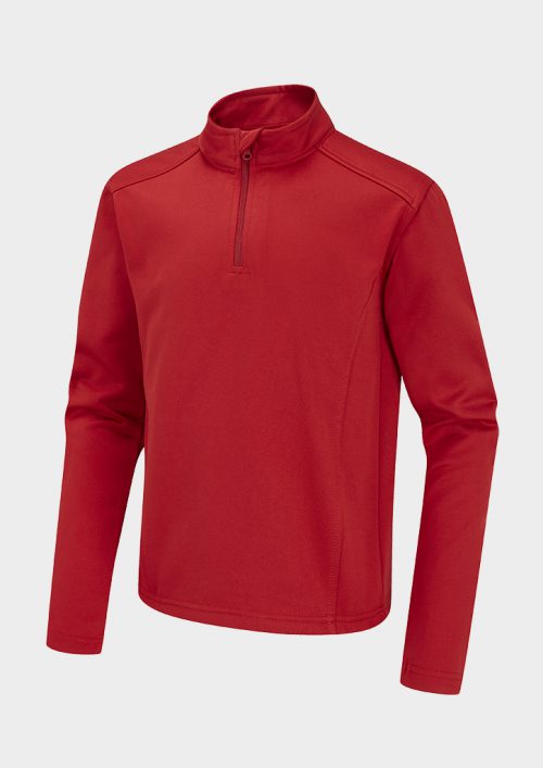 Red Quarter Zip Top (Recycled) - Left Chest Embroidered