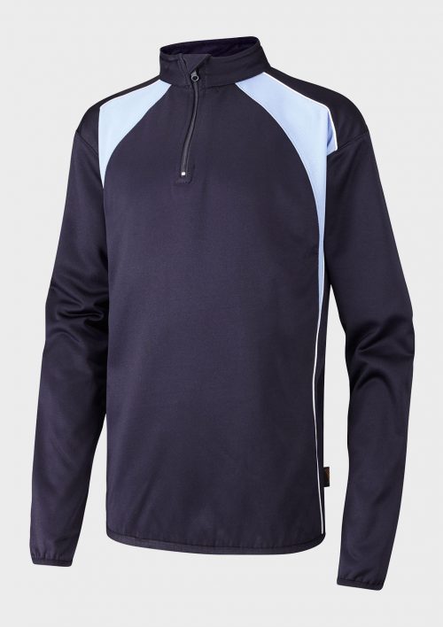 Navy/Sky Quarter Zip Top - Left Chest Embroidered STAFF