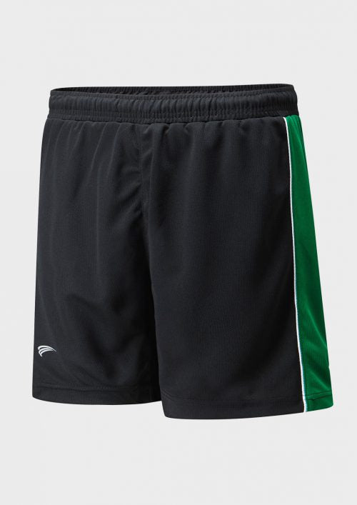 Black/Emerald/White Sports Shorts - Leg and Hip Print - Left Leg
