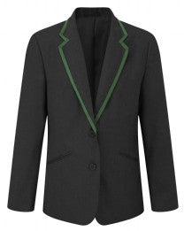 Black/Emerald Girls' Trim Blazer - Left Chest Embroidered