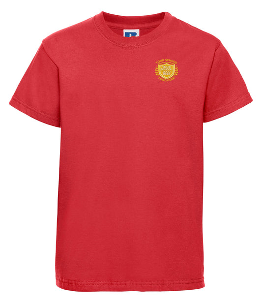 Bright Red T-Shirt - Left Chest Embroidered