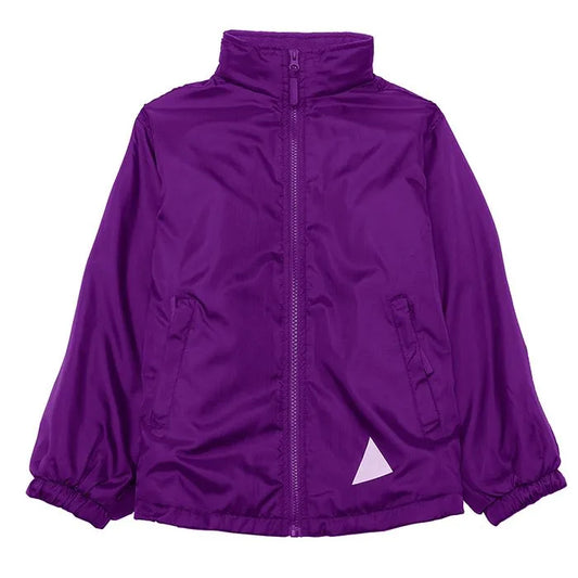 Purple Eco Micro Fleece-Lined Jacket - Leavers Print - Leavers Centre Back