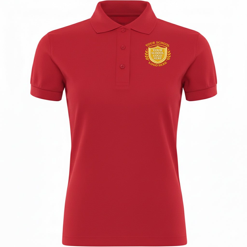 Red Ladies Polo Shirt - Left Chest Embroidered