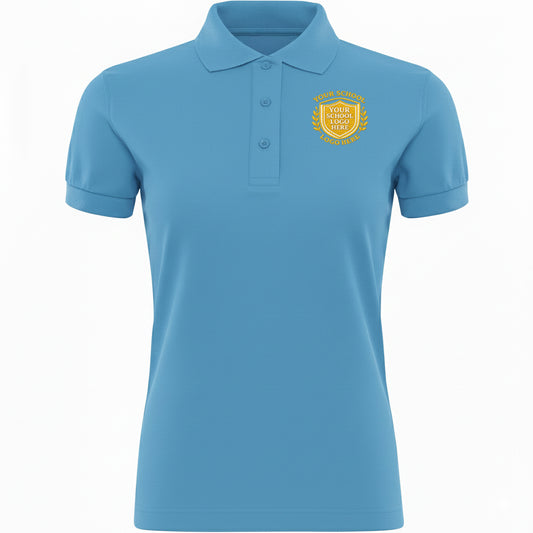 Sky Blue Ladies Polo Shirt - Left Chest Embroidered