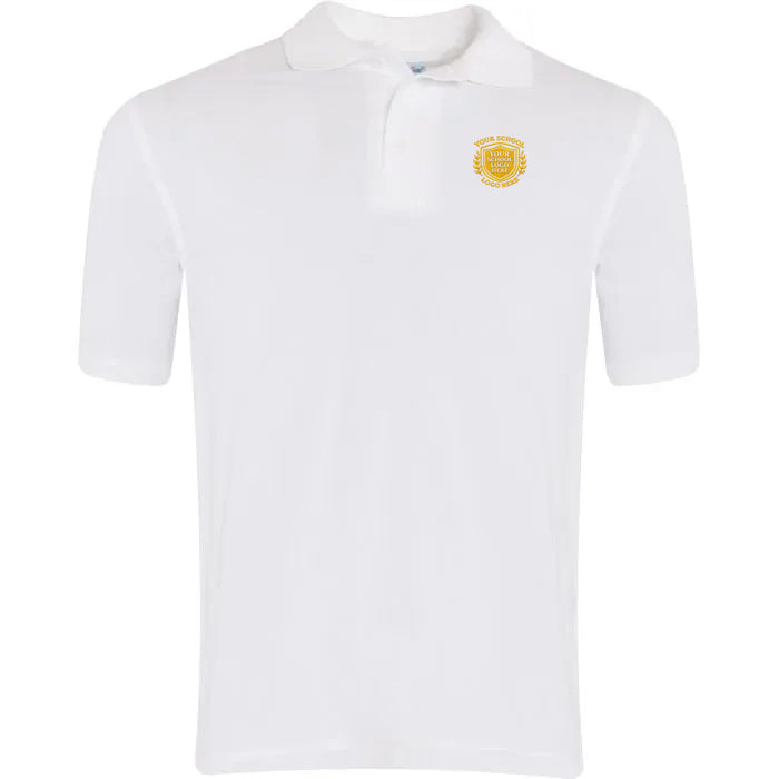 White Cotton Polo Shirt - Left Chest Embroidered