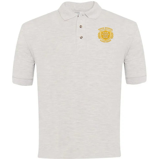 Grey Melange Polo Shirt - Left Chest Embroidered