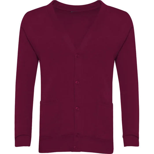 Burgundy Sweat Cardigan - Left Chest Embroidered