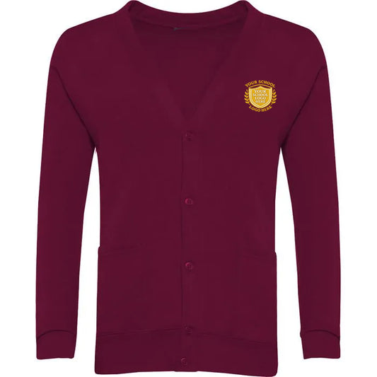 Burgundy Sweat Cardigan - Left Chest Embroidered