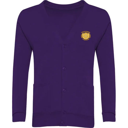 Purple Sweat Cardigan - Left Chest Embroidered (Talbot School)
