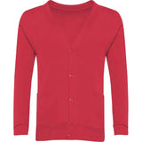 Red Sweat Cardigan - Left Chest Embroidered
