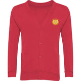 Red Sweat Cardigan - Left Chest Embroidered

