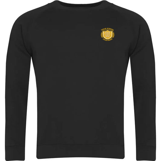 Black Crew Neck Sweatshirt - Left Chest Embroidered