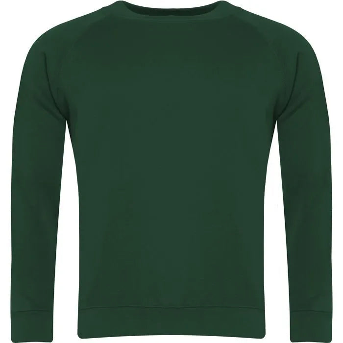 Bottle Green Crew Neck Sweatshirt - Left Chest Embroidered