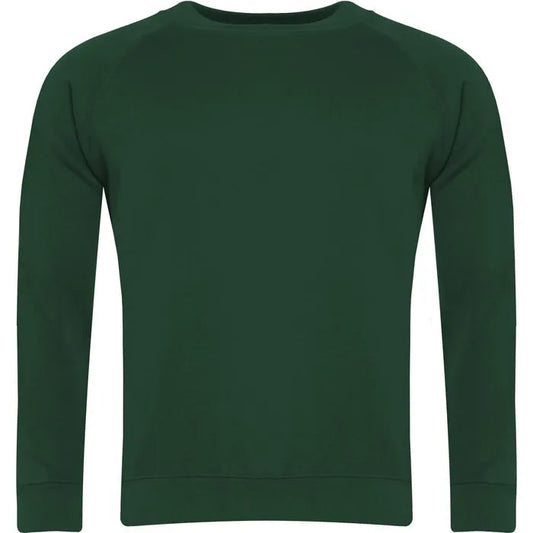 Bottle Green Crew Neck Sweatshirt - Left Chest Embroidered