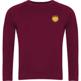 Burgundy Crew Neck Sweatshirt - Left Chest Embroidered

