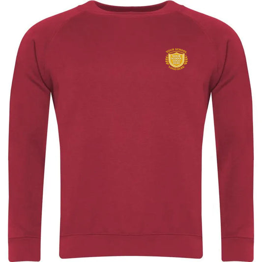 Red Crew Neck Sweatshirt - Left Chest Embroidered