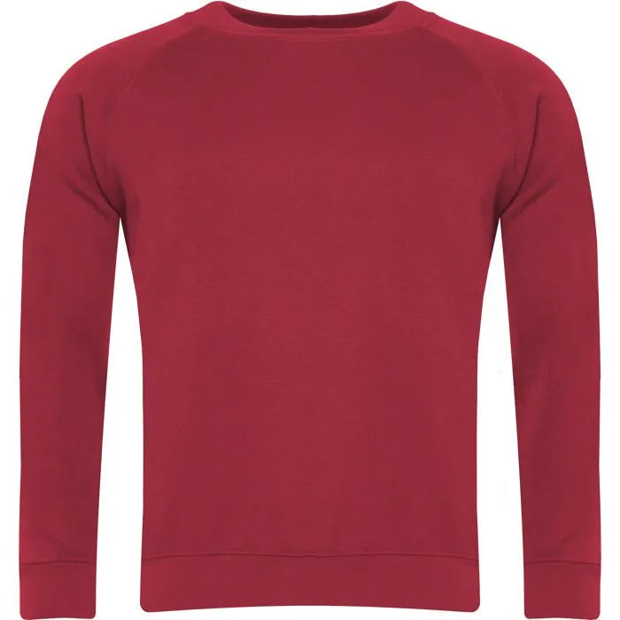 Red Crew Neck Sweatshirt - Left Chest Embroidered