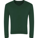 Bottle Green V-Neck Sweatshirt - Left Chest Embroidered
