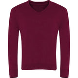 Burgundy V-Neck Sweatshirt - Left Chest Embroidered
