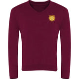 Burgundy V-Neck Sweatshirt - Left Chest Embroidered
