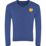 Dark Royal V-Neck Sweatshirt - Left Chest Embroidered
