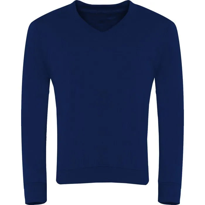 Navy V-Neck Sweatshirt - Left Chest Embroidered