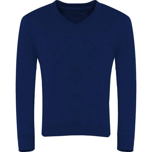 Navy V-Neck Sweatshirt - Left Chest Embroidered
