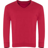 Red V-Neck Sweatshirt - Left Chest Embroidered
