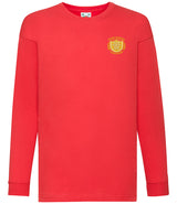 Red Children's Long Sleeve T-Shirt - Left Chest Embroidery
