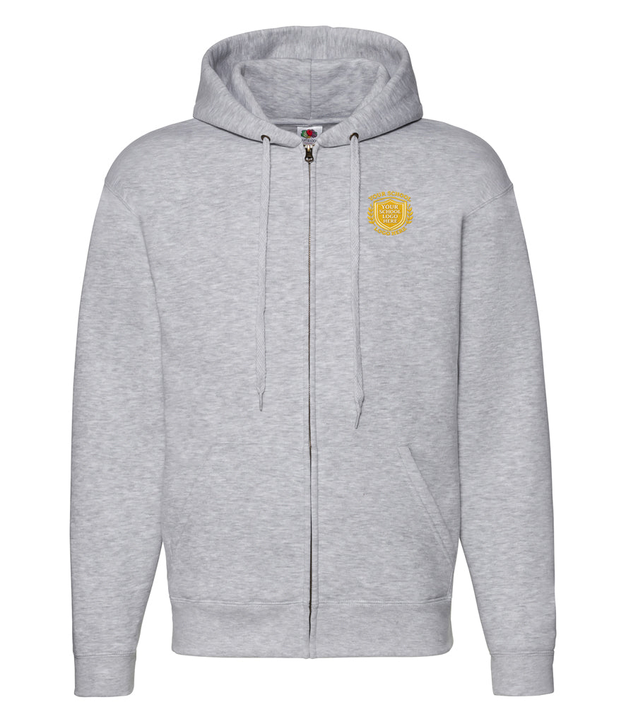 Heather Grey Zip-Up Hoodie - Left Chest Embroidered
