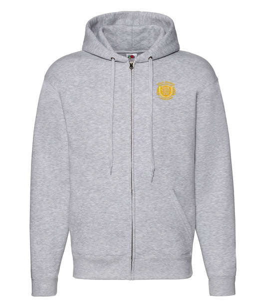 Heather Grey Zip-Up Hoodie - Left Chest Embroidered